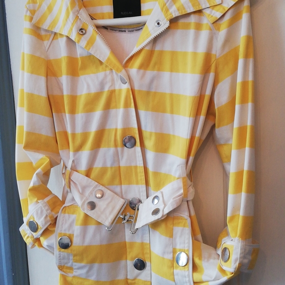 Rudsak Spring mid-length Trenchcoat - Yellow & White striped, Size 'M' - Picture 3 of 10